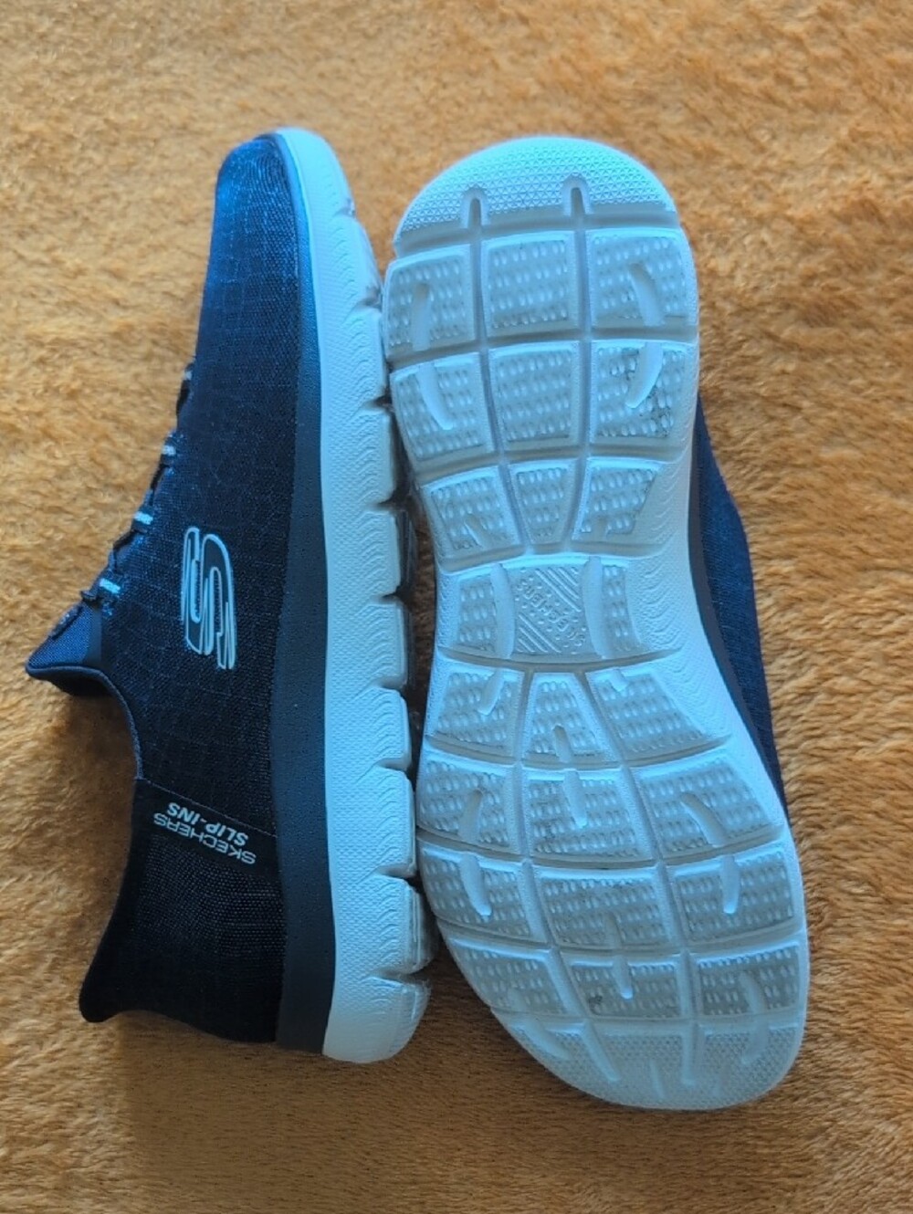 Skechers Navy Blue Slip-On Knit Athletic Shoes - Picture 3 of 6